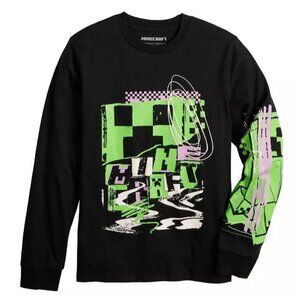 Minecraft‎ Mojang Long-Sleeve T-shirt Youth Size Medium Black NWT